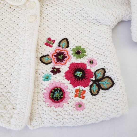 The Children's Place Knit Sweater W/Embroidered Flowers 3-6 Months - Picture 3 of 9